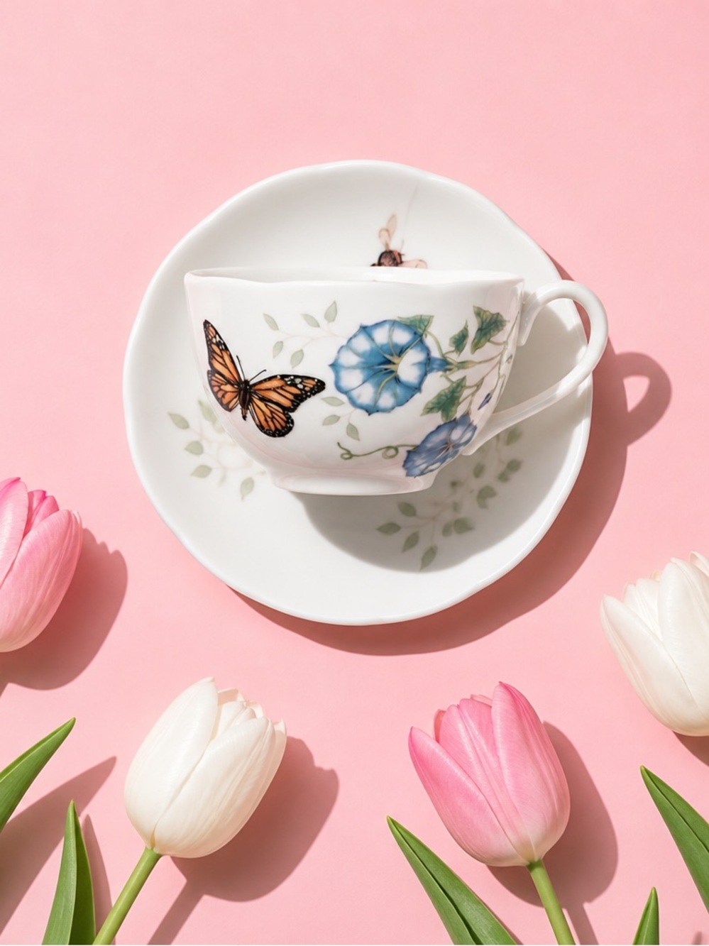 Lenox Butterfly Meadow Monarch Cup and Saucer Set New in Box